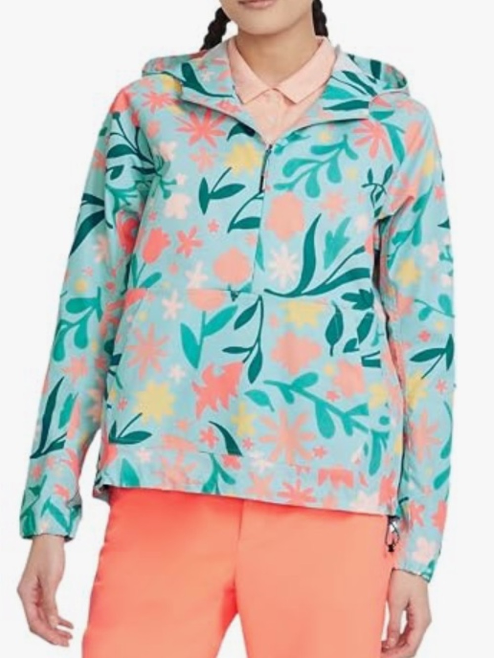 Nike Repel Women's Floral Printed Golf Anorak Jacket Packable Loose Fit XL